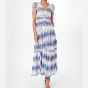 SAYLOR Creme and Blue Kalin Maxi Dress